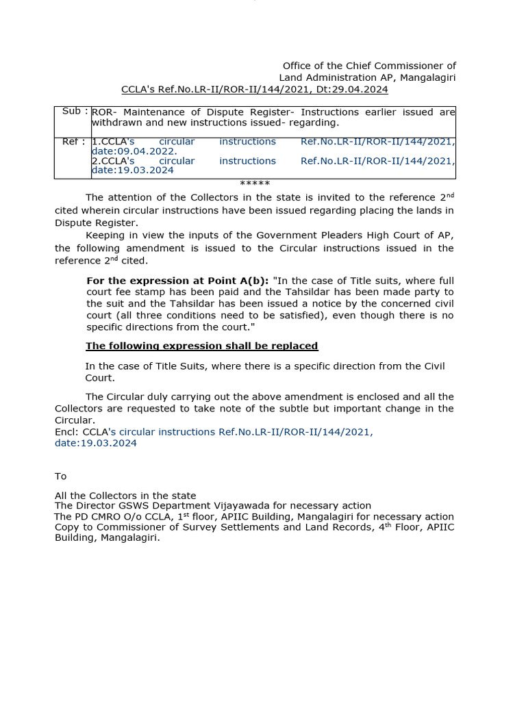 ROR Dispute Register Instructions Update | PDF | Government | Justice