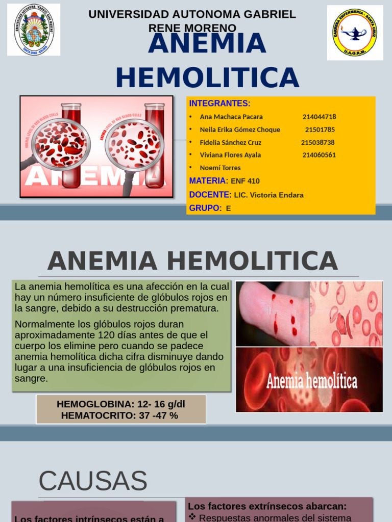 Anemia Hemolítica: Causas y Tratamiento | PDF | Sangre | Glóbulo rojo