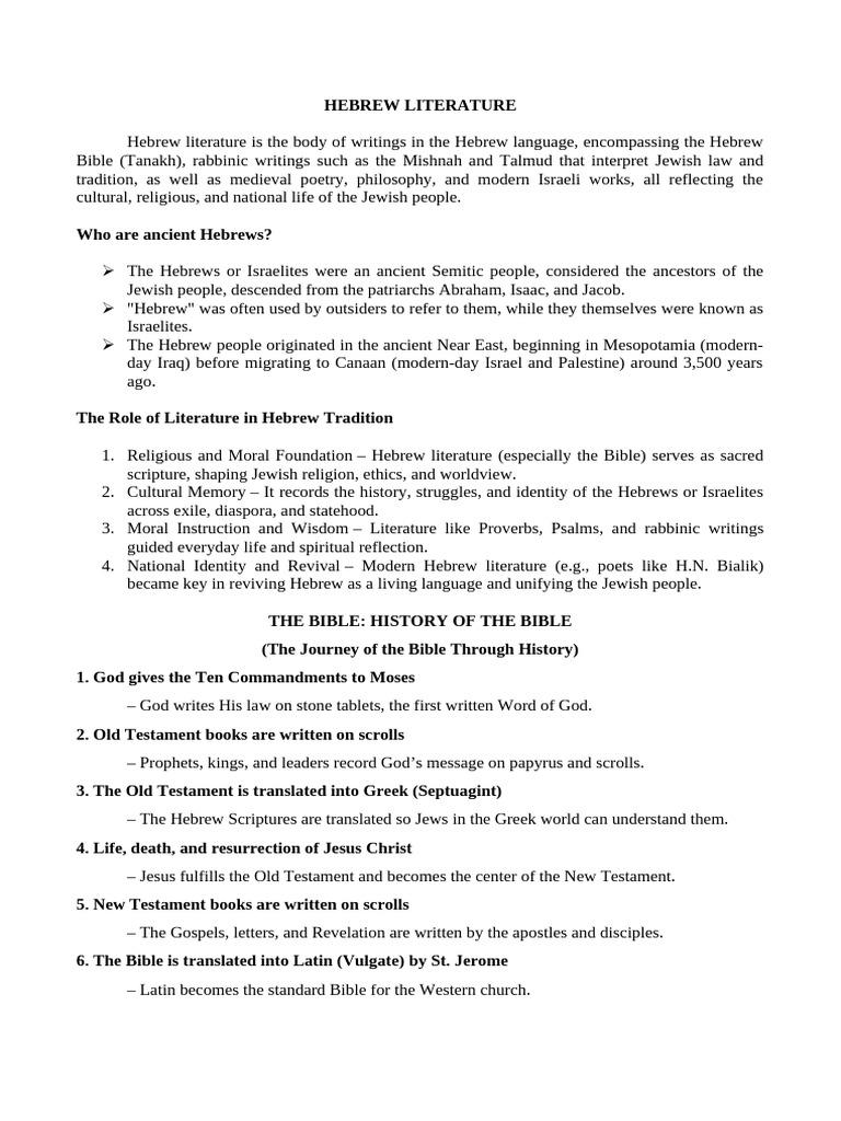 Overview of Hebrew Literature and Scriptures | PDF | Bible | Jesus