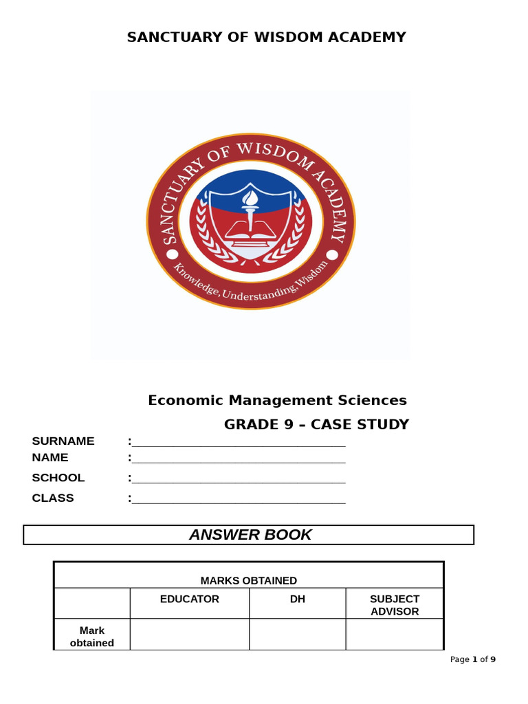 Grade 9 EMS Business Plan Template | PDF | Business Economics | Business
