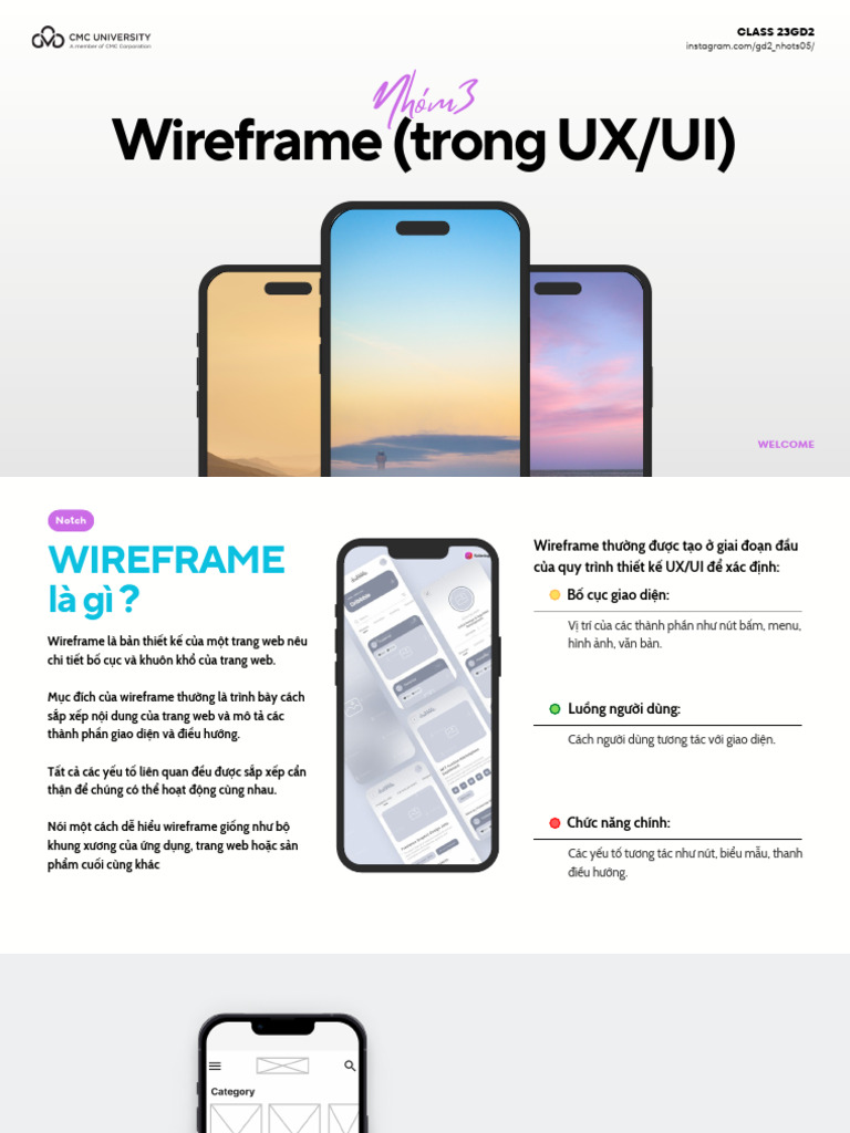 Nhóm 3 Thuyết Trình Wireframe | PDF