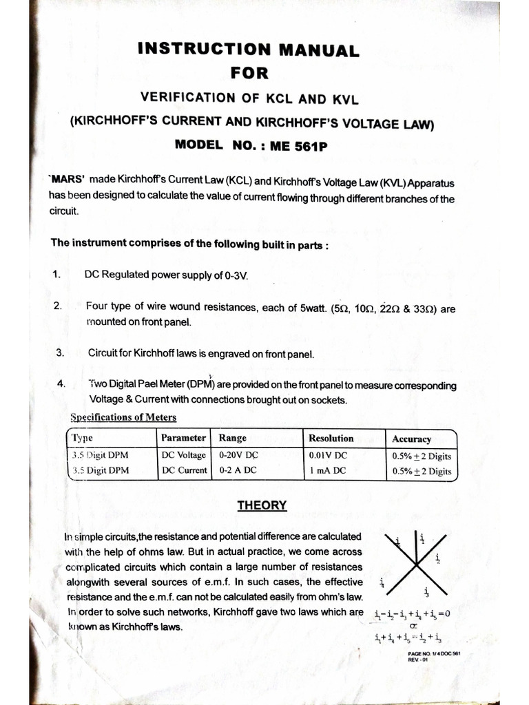 Manual For KCL KVL | PDF