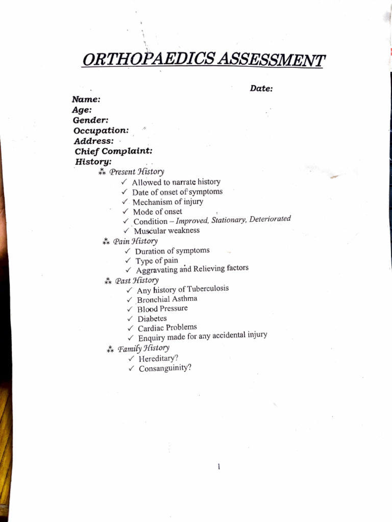 Ortho Assessment | PDF