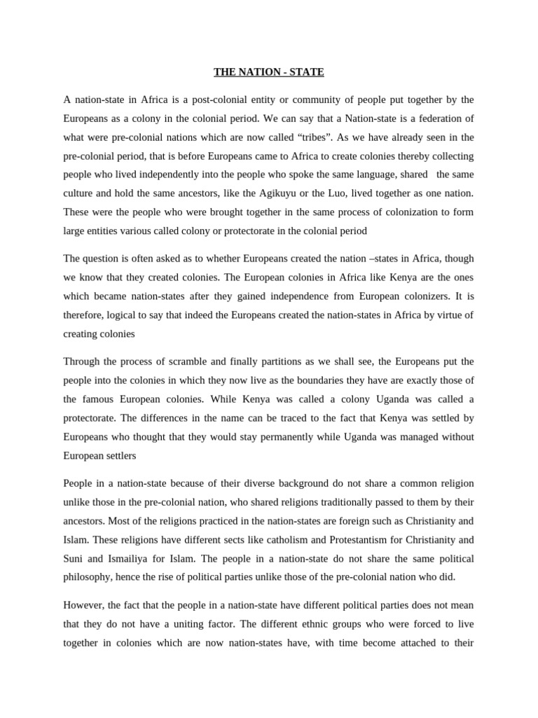 The Nation-State in Africa | PDF | Colonialism | Political Science