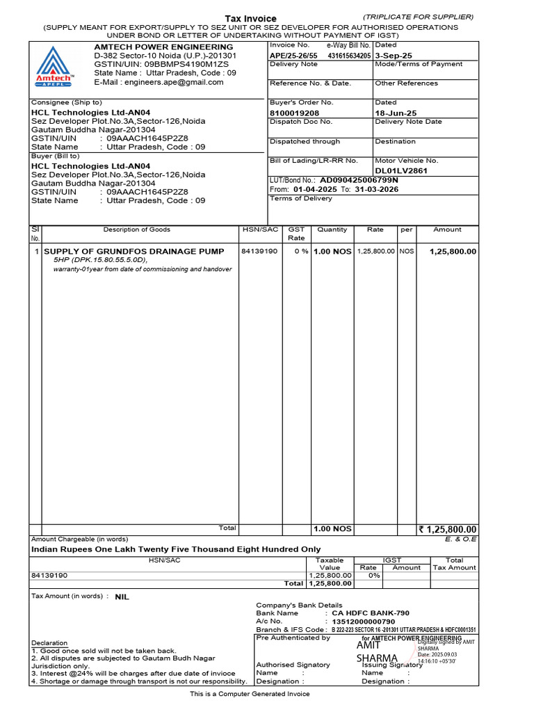 T 25 26 55 HCL | PDF | Invoice | Taxes