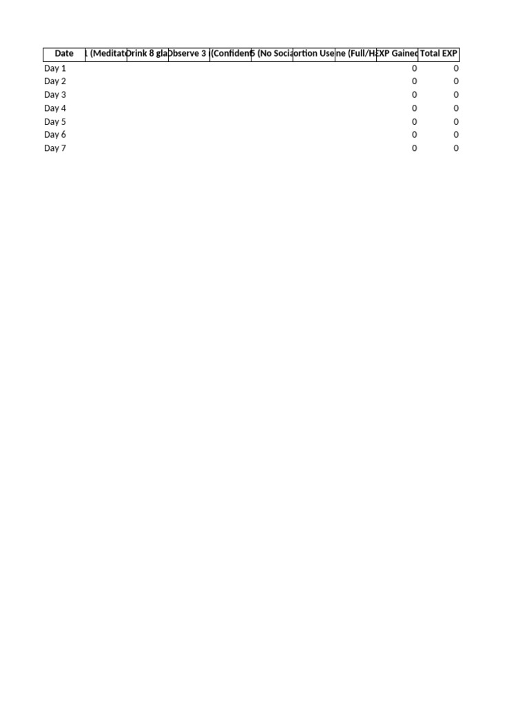 Solo Leveling Daily Habit Tracker | PDF