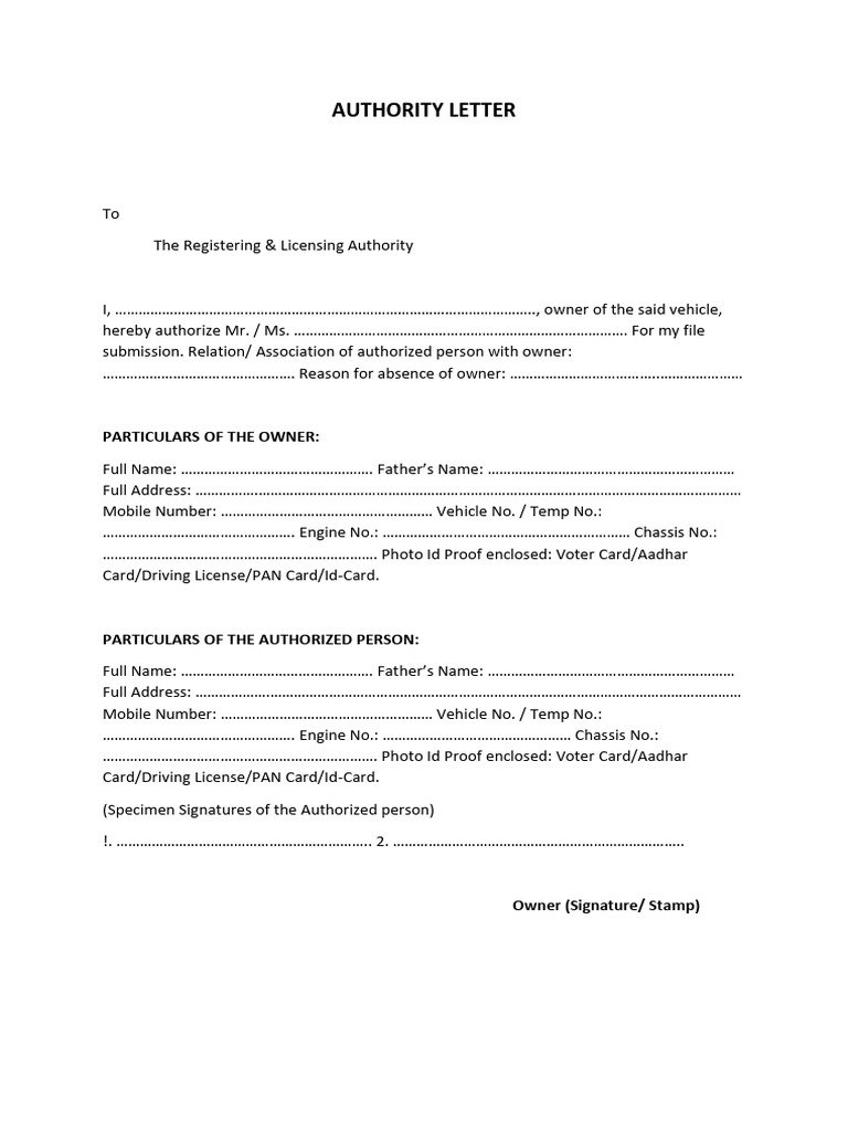 Authority Letter | PDF