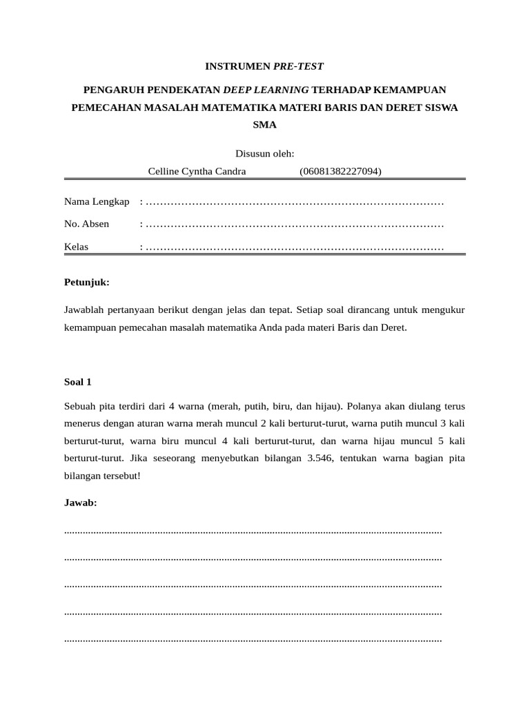 Instrumen Pre-Test | PDF
