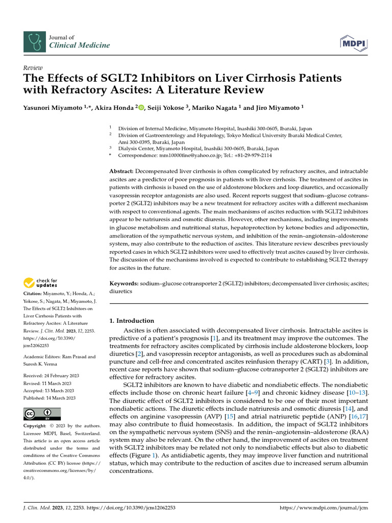 SGLT2 Inhibitors for Refractory Ascites | PDF | Cirrhosis | Diabetes
