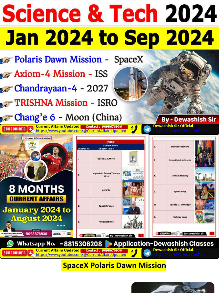 Science & Technology 2024 Current Affairs Jan To Sep 2024 | PDF | Nasa ...