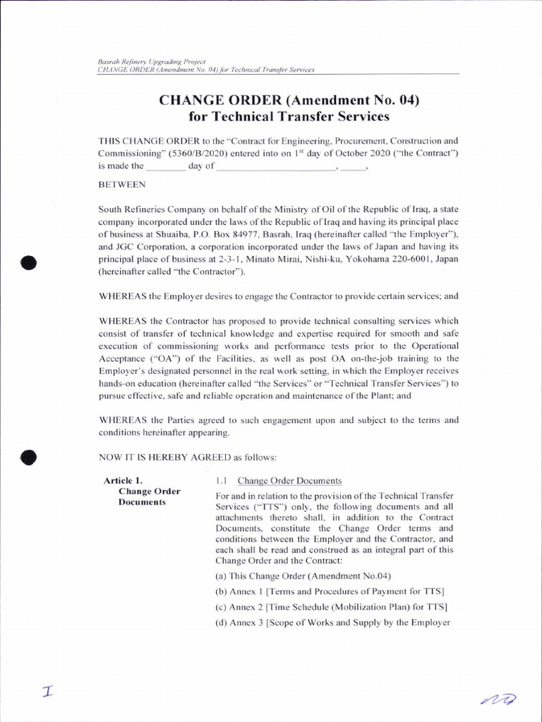 Change Order No. 04 for TTS Services | PDF | Business | Consent