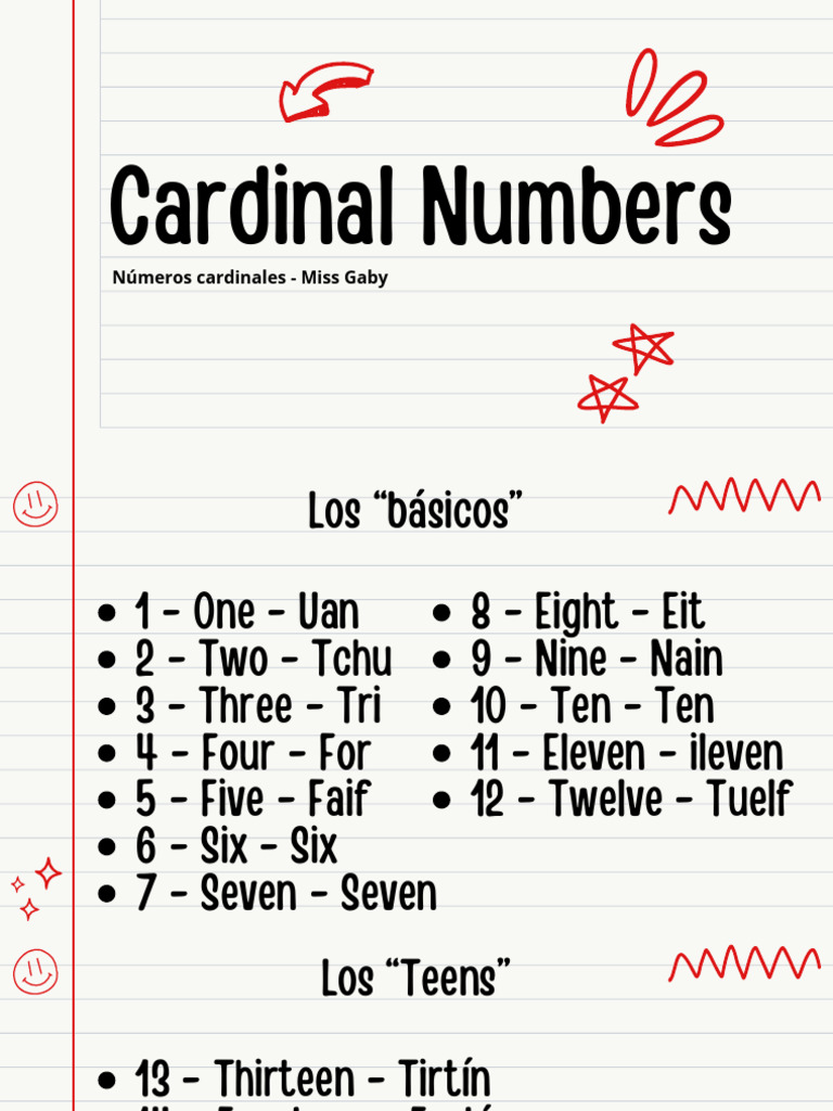 Cardinal Numbers in English and Spanish | PDF