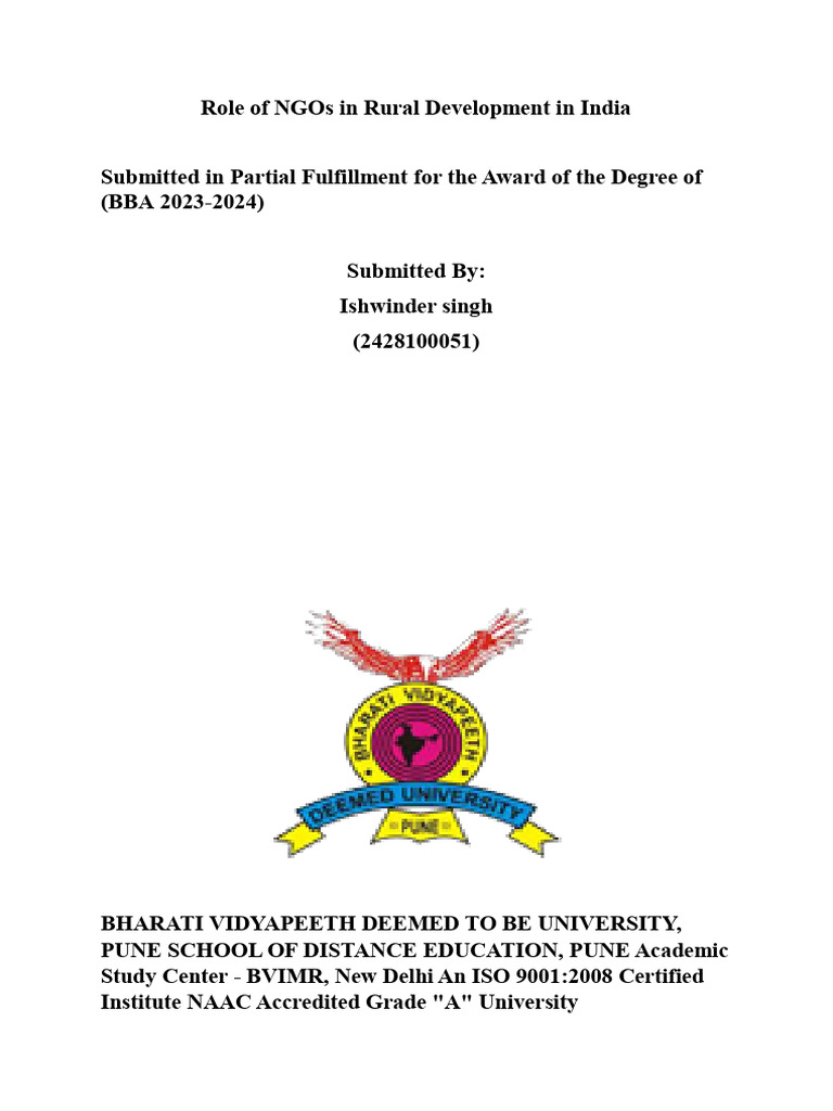 Role of NGOs in Rural Development in India PDF | PDF | Methodology ...