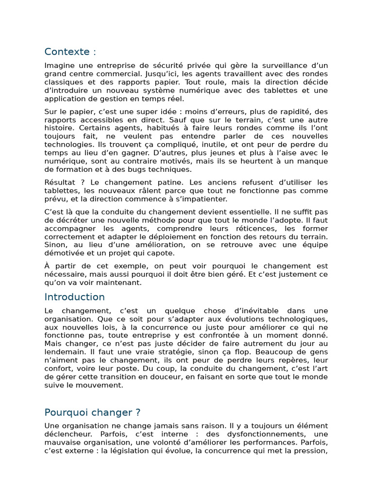 Gestion efficace du changement en entreprise | PDF