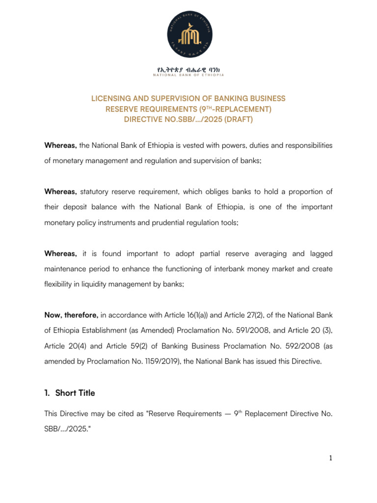 Statutory Reserve Requirements Directive | PDF | Banks | Reserve ...