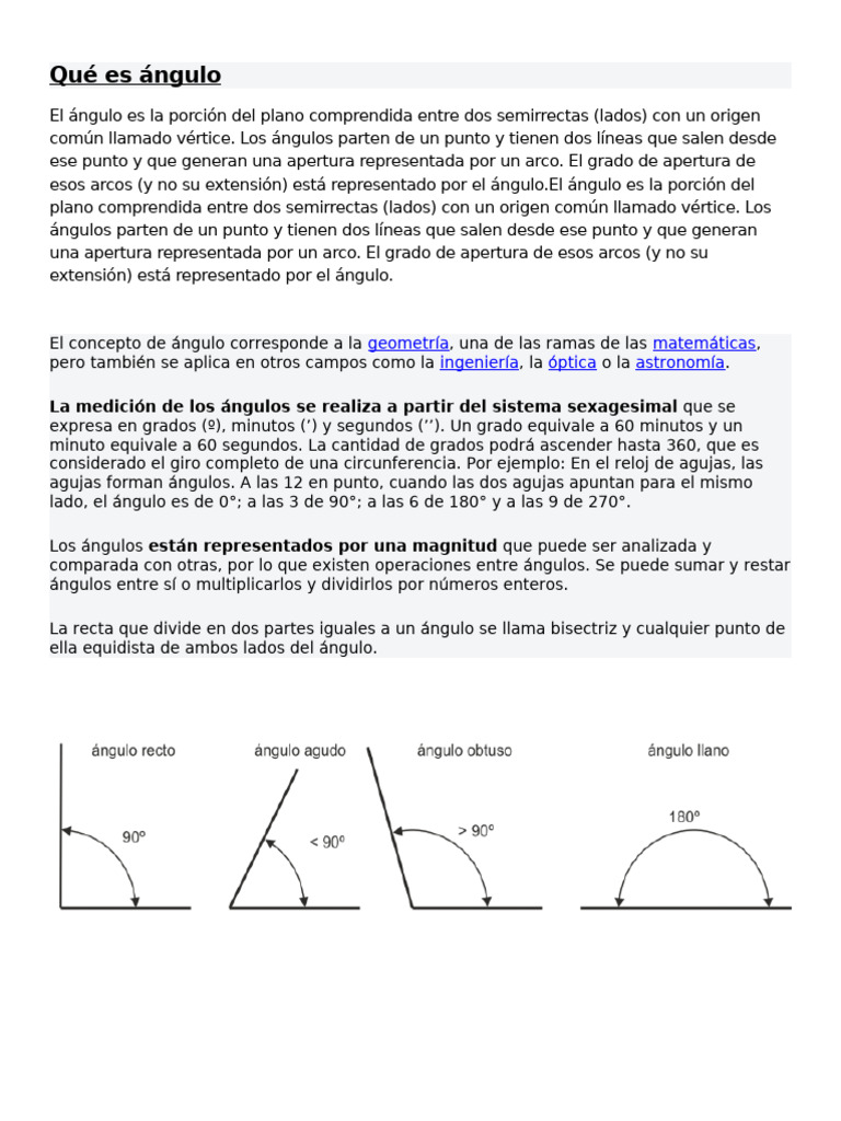 Clasificación y tipos de ángulos | PDF | Ángulo | Geometria clasica