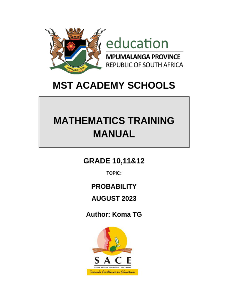 Grade 10-12 Probability Training Manual | PDF | Probability | Lunch