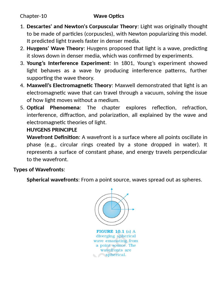 Wave Optics: Huygens Principle Explained | PDF | Light | Optics