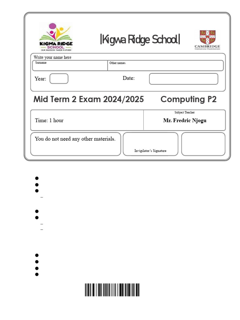 Mid Term Computing Exam Instructions | PDF | Euclidean Plane Geometry ...