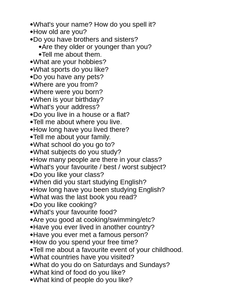 Common English Conversation Questions | PDF