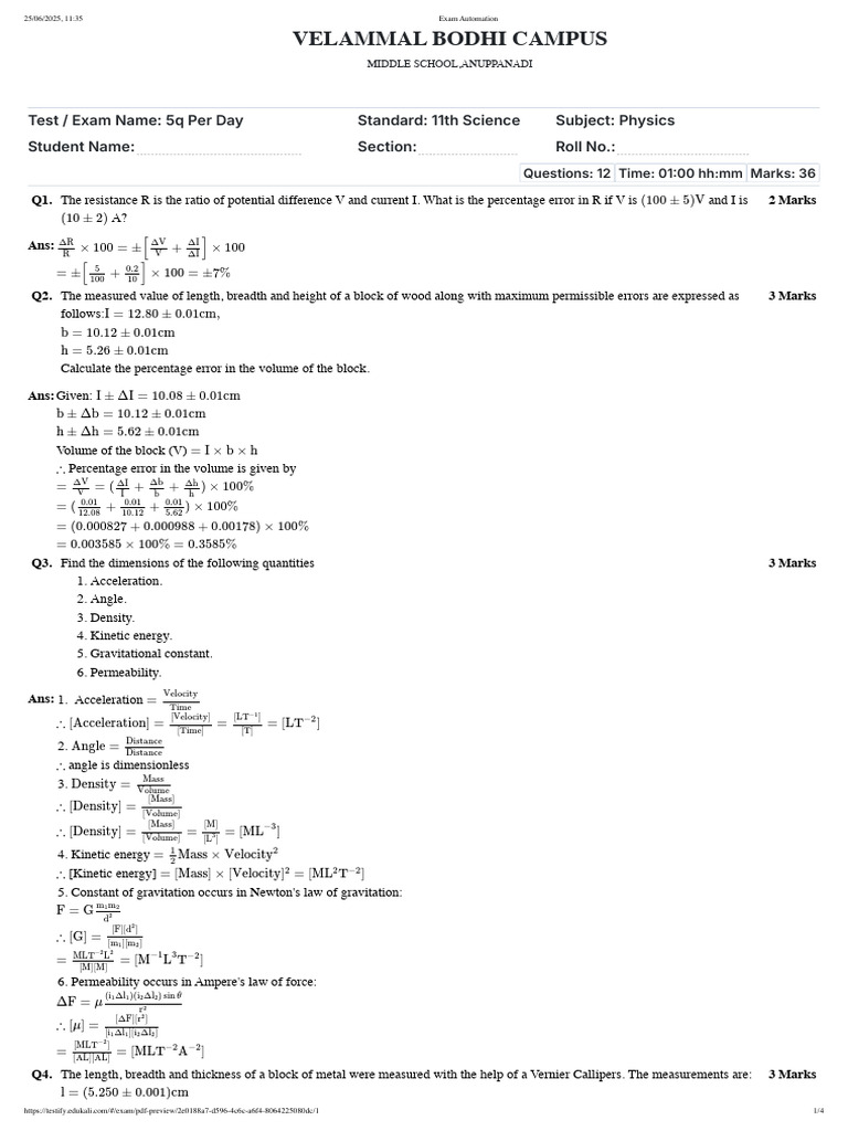 Physics Errors and Measurements Guide | PDF | Force | Torque