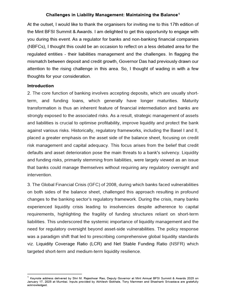 Liability Management Challenges in Banking | PDF | Banks | Non Bank ...