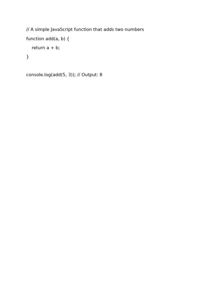 A Simple JavaScript Function That Adds Two Numbers | PDF