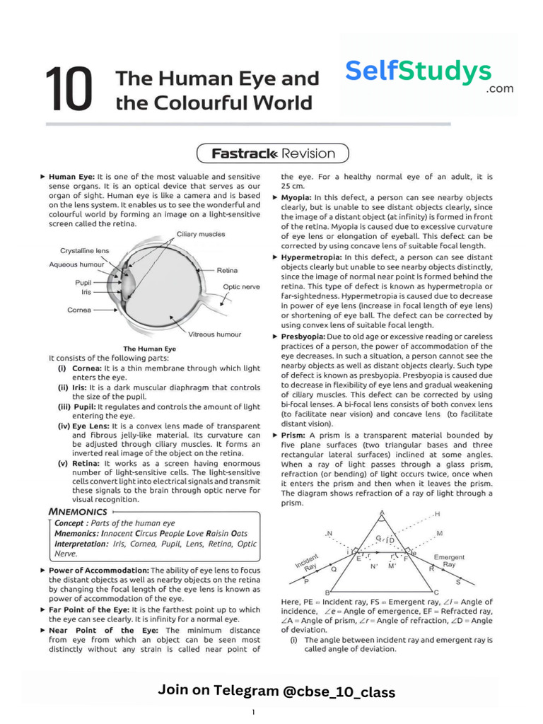 Human Eye and The Colourful World | PDF