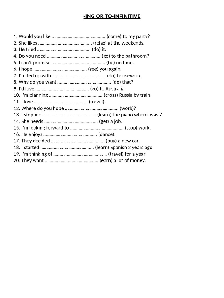 Verb Patterns: -ing vs. To-Infinitive | PDF