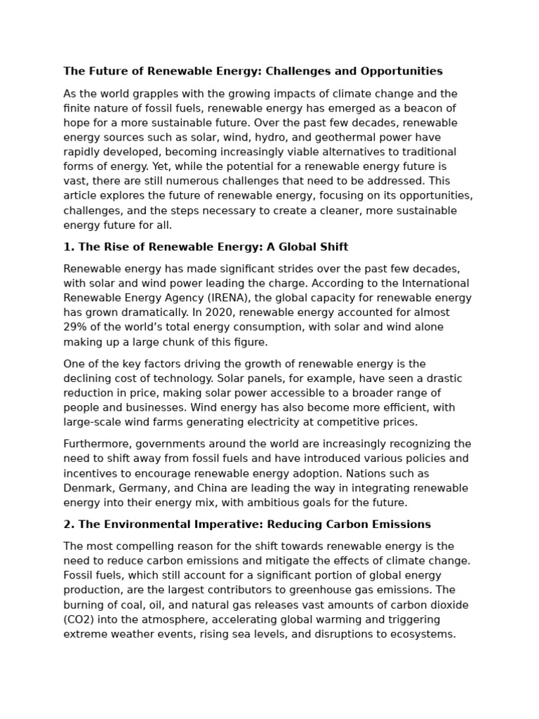 Future of Renewable Energy Insights | PDF | Renewable Energy | Climate ...