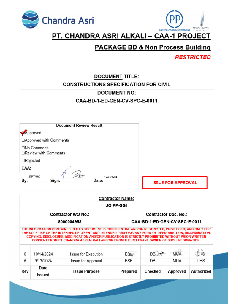 CAA BD 1 ED GEN CV SPC E 0011 Construction Specification For Civil Rev ...