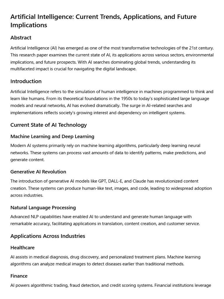 AI Trends, Applications, and Future Insights | PDF | Artificial ...