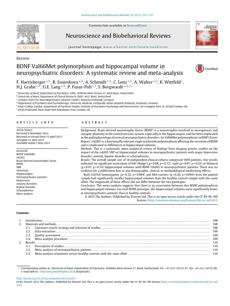 BDNF Val66Met and Hippocampal Volume | PDF