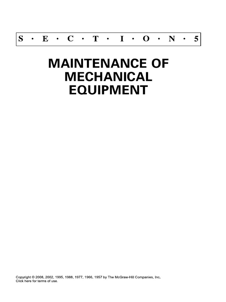 Maintenance of Mechanical Equipment Handbook | PDF