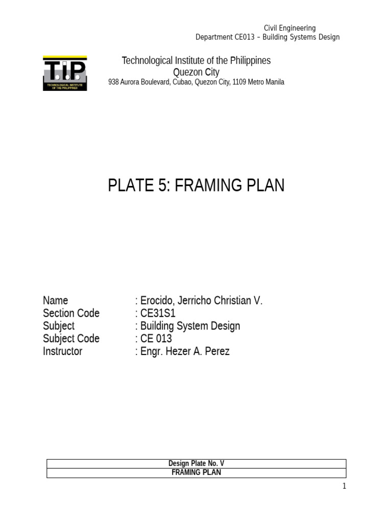Framing Plan Drafting Guide | PDF | Beam (Structure) | Framing ...
