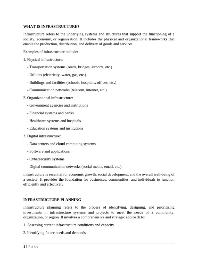 Understanding Infrastructure Planning & Management | PDF ...