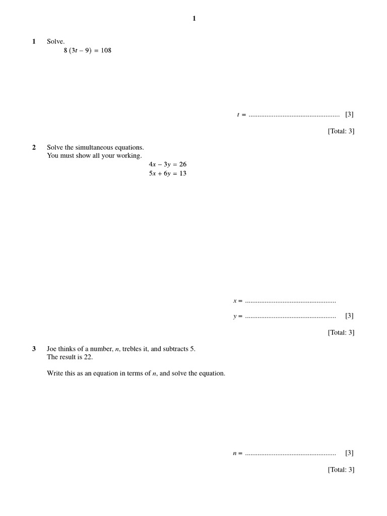 Simultaneous Equations and Geometry Problems | PDF | Circle | Angle