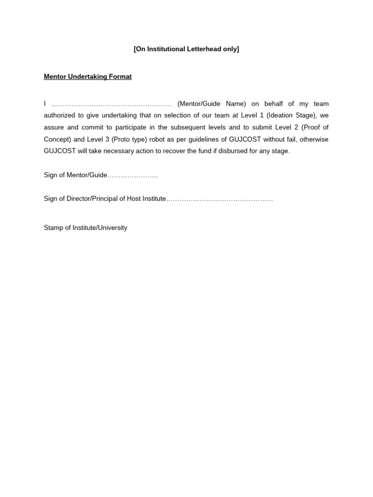 Mentor Undertaking Format for GUJCOST | PDF