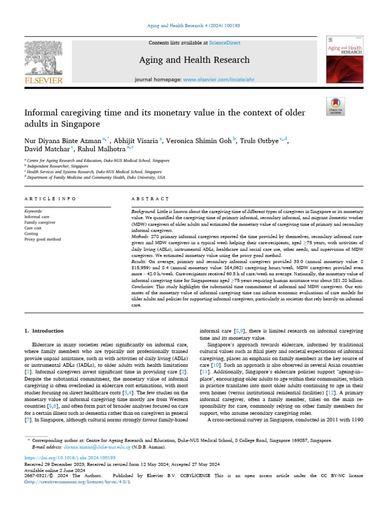 1 s2.0 S2667032124000143 Main | PDF | Elderly Care | Old Age