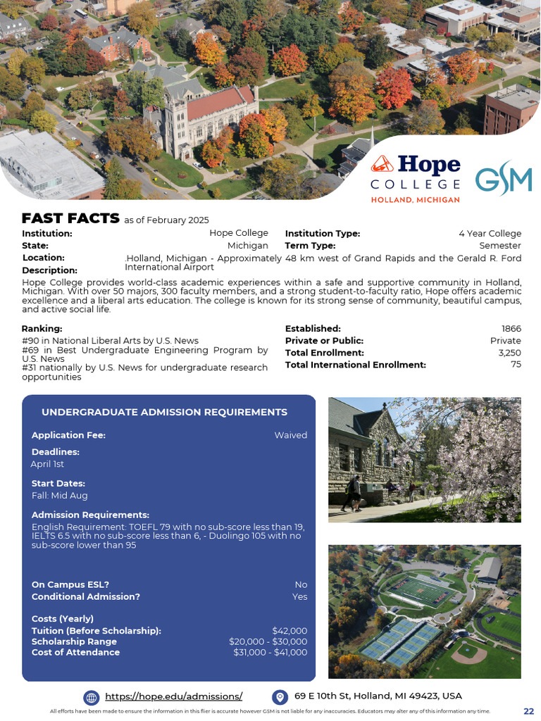 Hope College Undergraduate Admission Guide | PDF | Higher Education ...