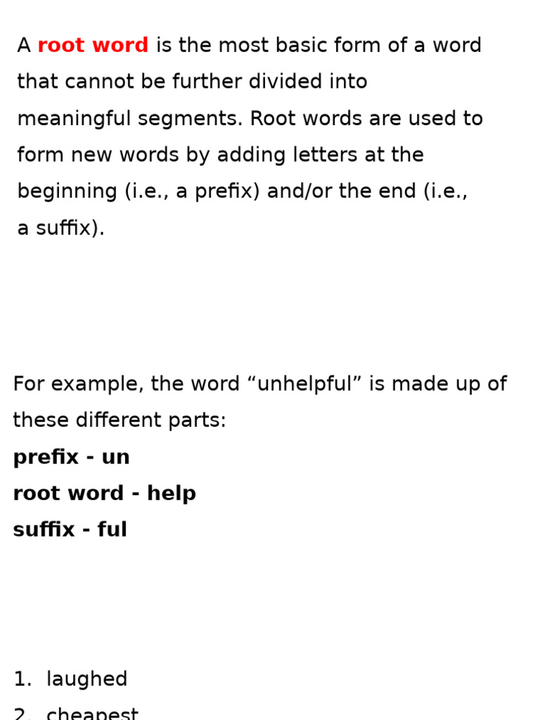 Understanding Root Words and Affixes | PDF