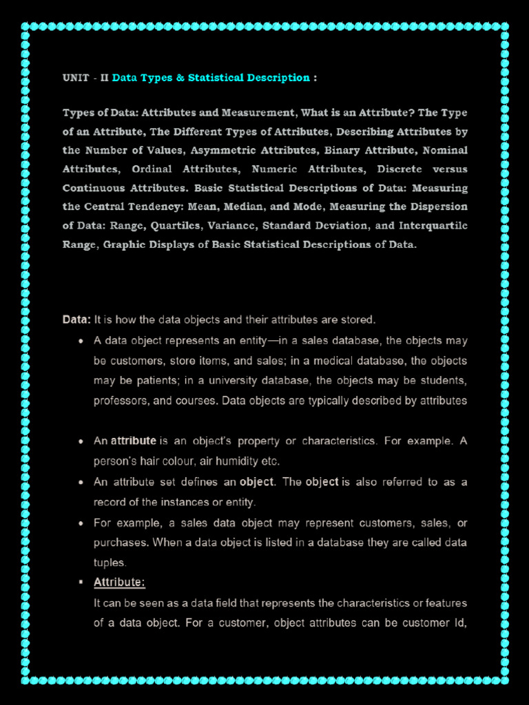 U2@-Data Types & Statistical Description - Dark - Mode | PDF