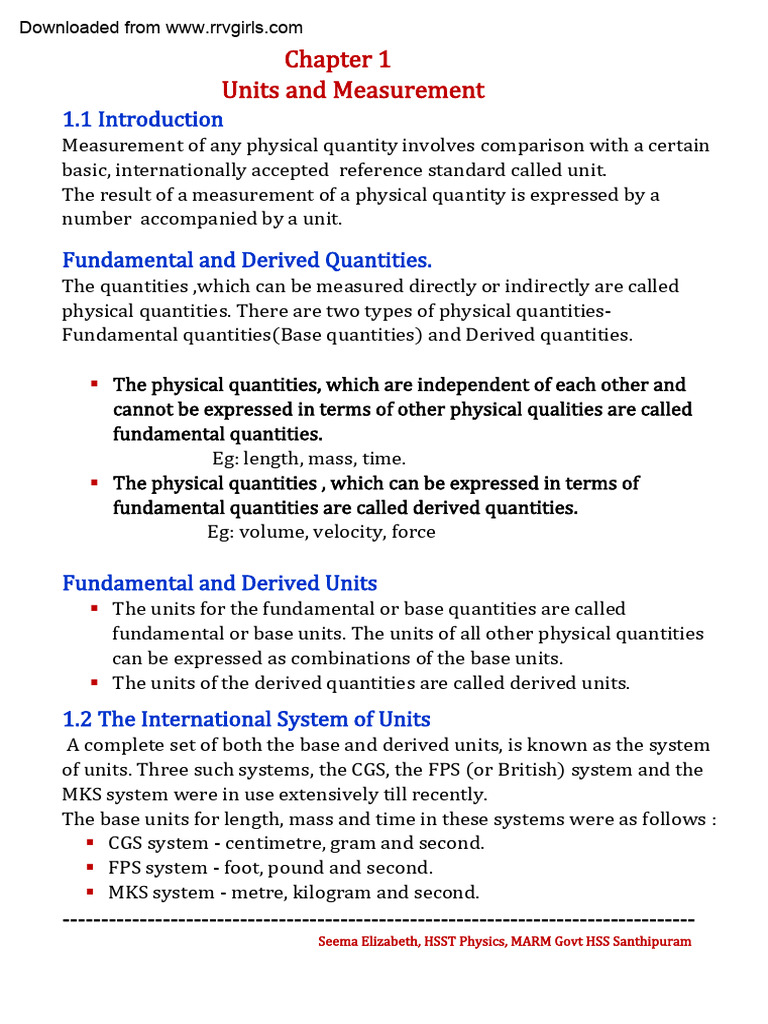 Units and Measurement in Physics | PDF | Force | Momentum