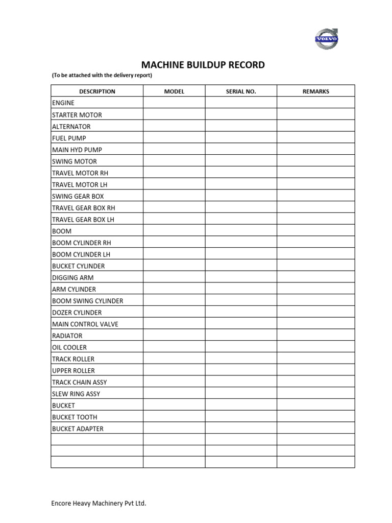 MBR Machine Build Up Record-New | PDF