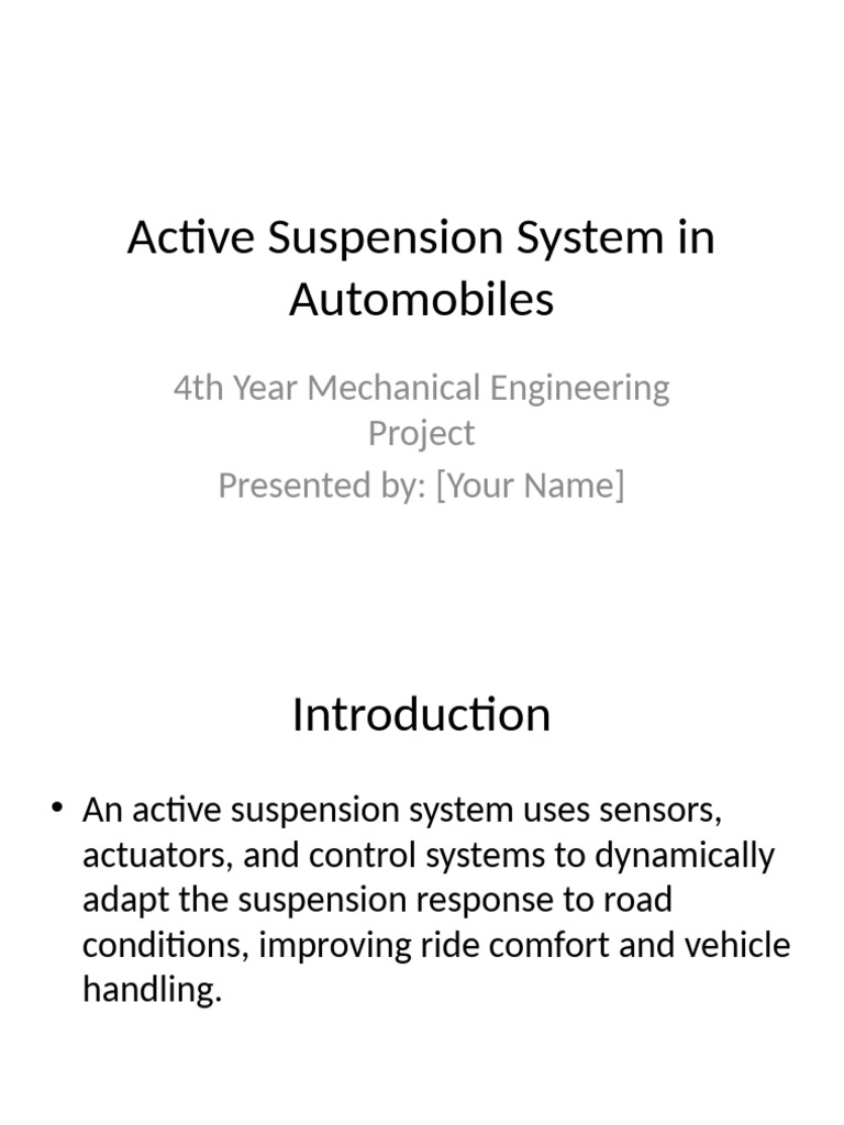 Active Suspension System Project Overview | PDF | Mechanical Engineering