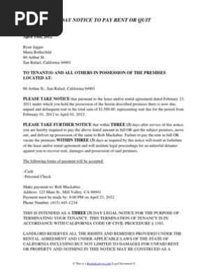 California Eviction Notice