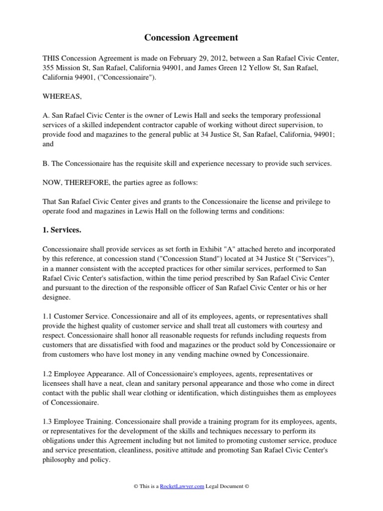 Concession Agreement PDF Indemnity Liability Insurance