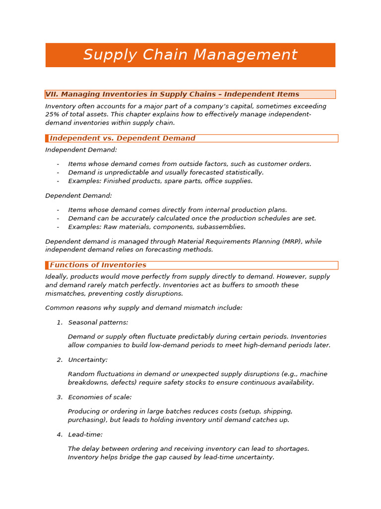 Managing Independent Inventory in Supply Chains | PDF | Inventory ...