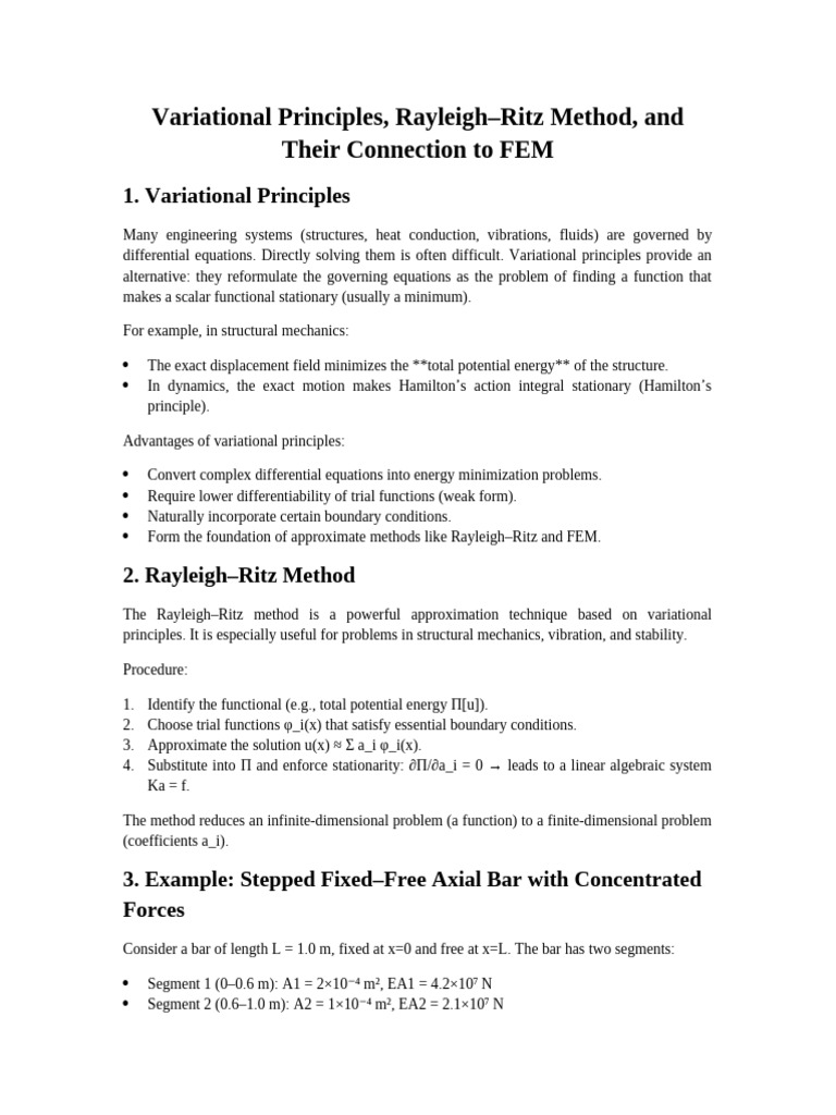Variational Principles and Rayleigh–Ritz Method | PDF | Finite Element ...