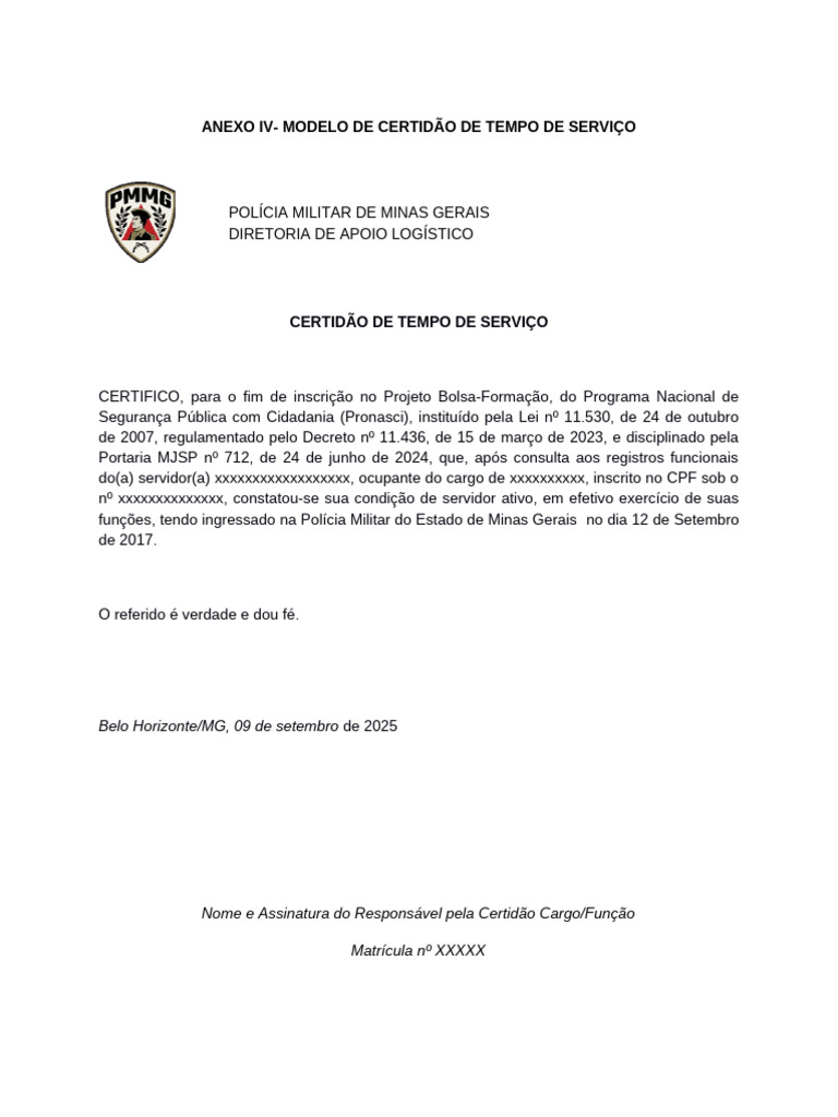 Anexo IV - Modelo de Certidão de Tempo de Serviço | PDF